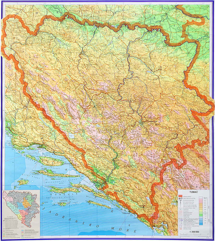 zemljopisna karta bosne i hercegovine BOSNA I HERCEGOVINA   Hrvatska školska kartografija zemljopisna karta bosne i hercegovine