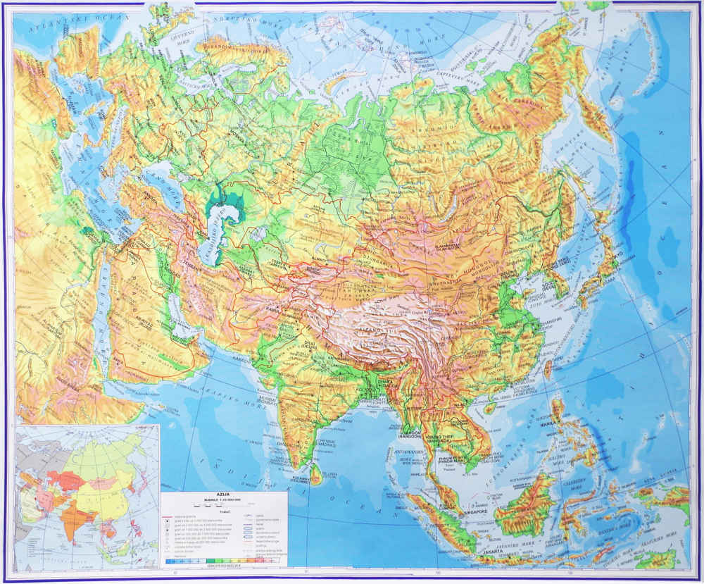 zemljopisna karta azije AZIJA   Hrvatska školska kartografija zemljopisna karta azije