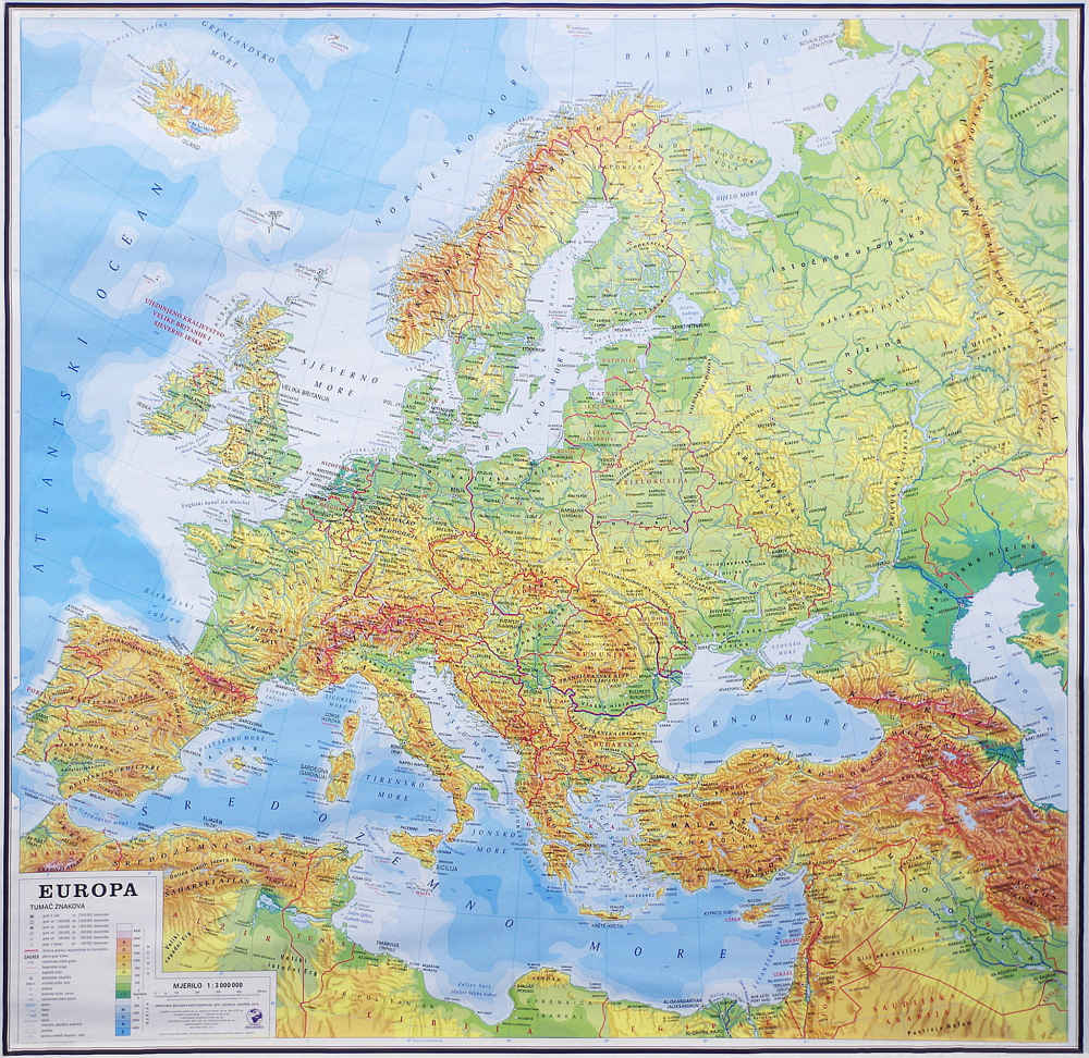 geografska karta europe EUROPA   Hrvatska školska kartografija geografska karta europe