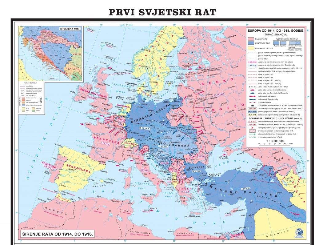 PRVI SVJETSKI RAT Hrvatska kolska Kartografija PRVI SVJETSKI RAT Hrvatska kolska Kartografija